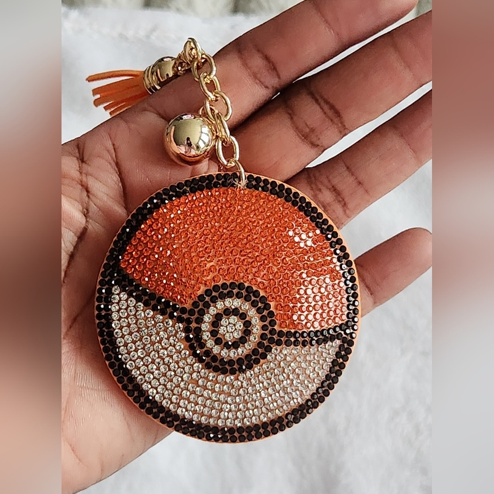 Orange and Gold Poké Ball Pokemon Keychain Bag Charm - Picture 4 of 4